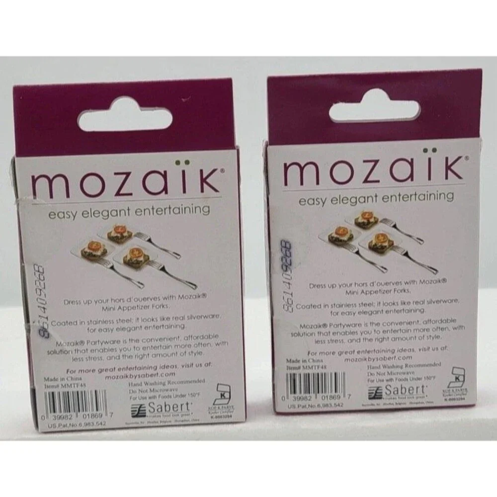 Mozaik Mini Tasting Forks Appetizer Forks Heavy Weight Plastic Lot of 2 96 total